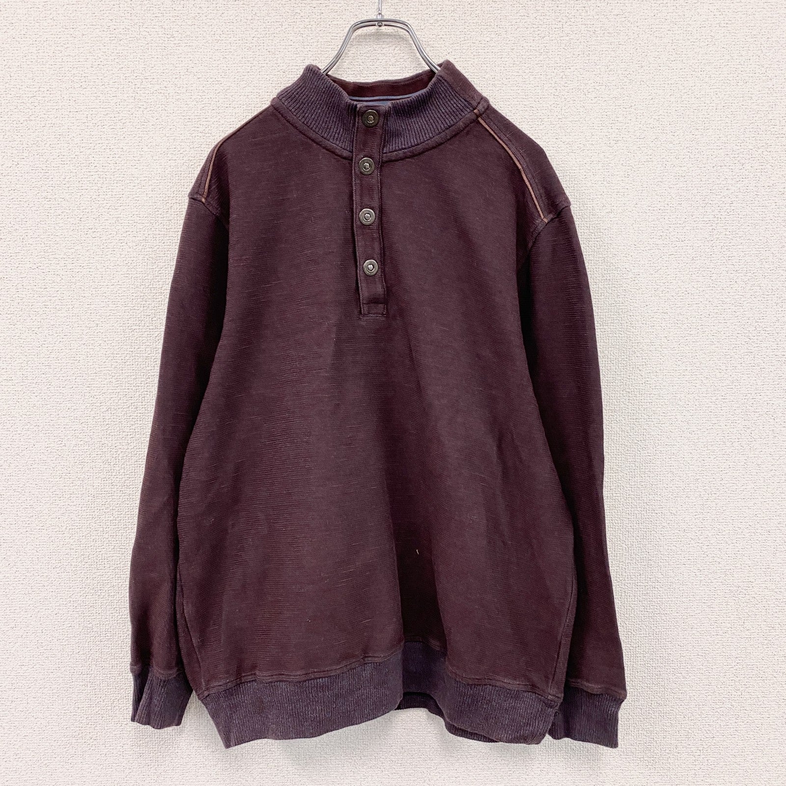 Tommy Bahama　トミーバハマ　ハーフボタンスウェット/トレーナー　スタンドカラー　ボルドー　Lサイズ