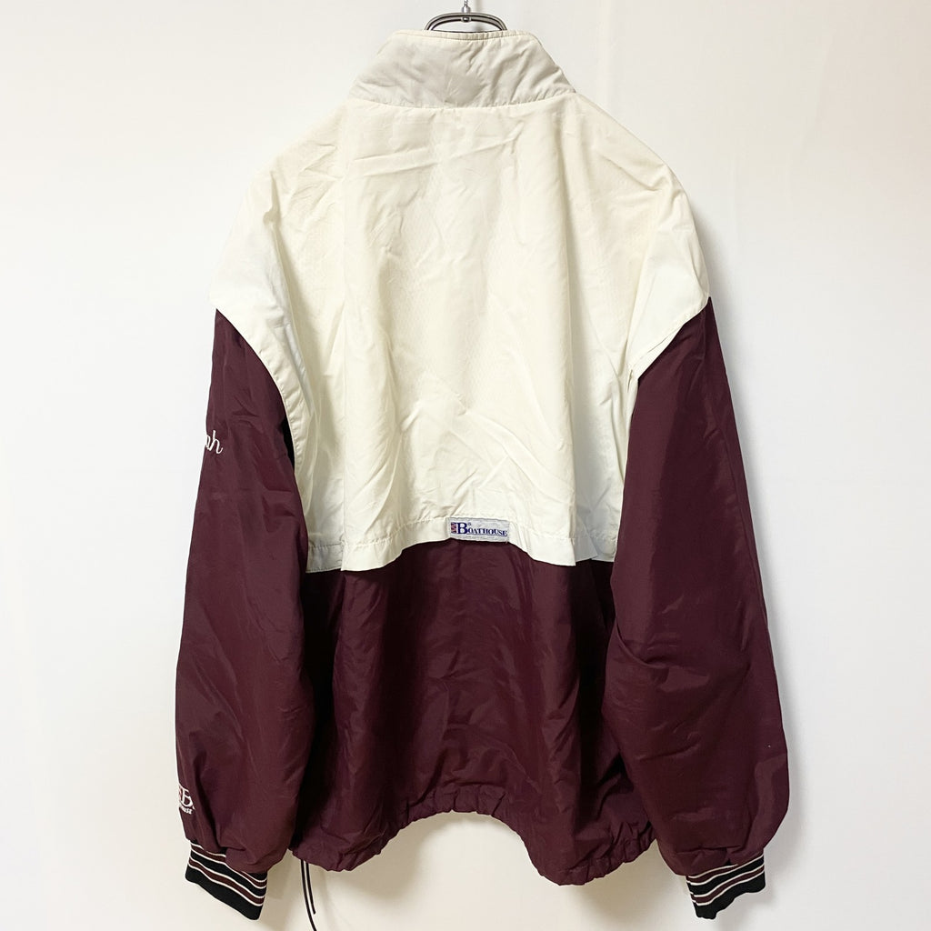 古着 used　BOATHOUSE ボートハウス　長袖ナイロンジャケット　ワンポイント刺繡　ツーカラー　XLサイズ