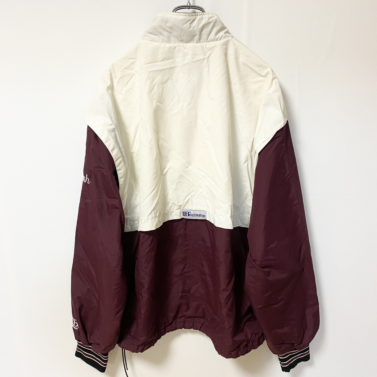 古着 used　BOATHOUSE ボートハウス　長袖ナイロンジャケット　ワンポイント刺繡　ツーカラー　XLサイズ
