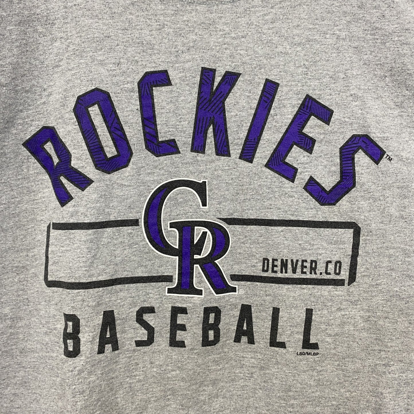 古着 used　MLB メジャーリーグ　半袖オフィシャルプリントTシャツ　コロラド・ロッキーズ　ベースボール　グレー　XLサイズ