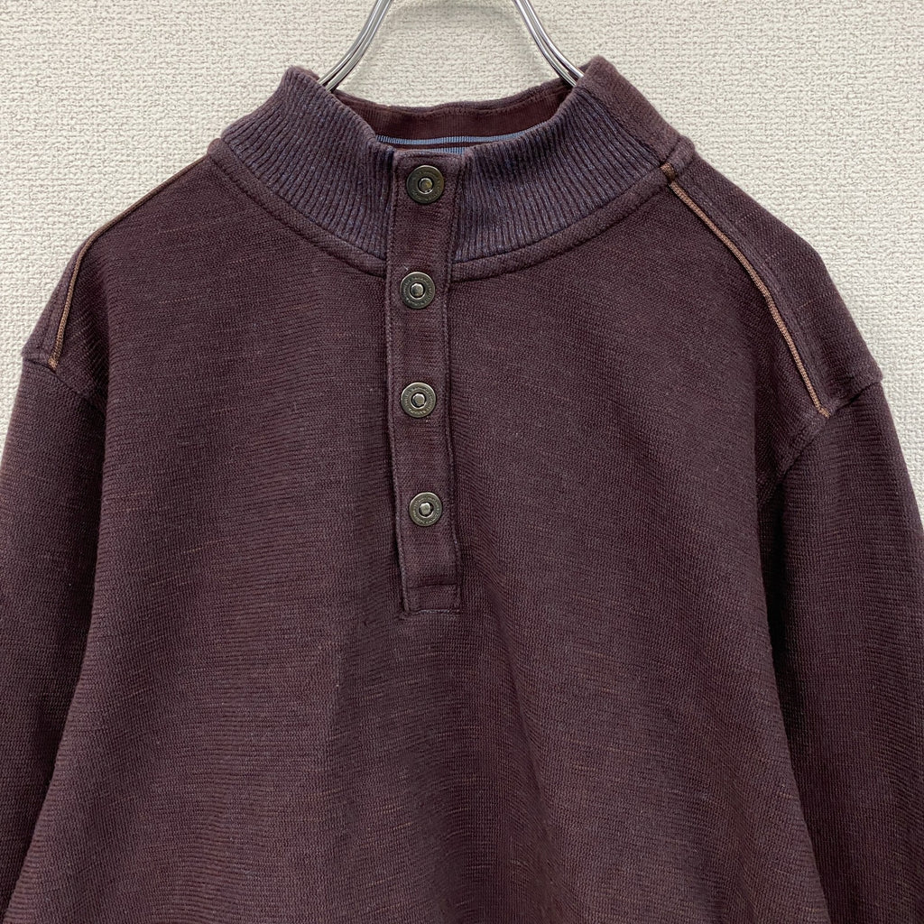 Tommy Bahama　トミーバハマ　ハーフボタンスウェット/トレーナー　スタンドカラー　ボルドー　Lサイズ