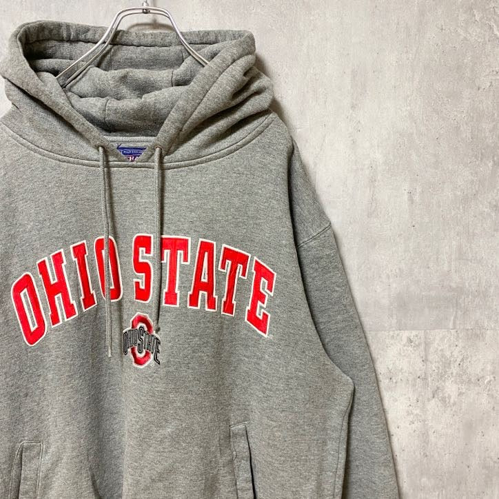 古着 used　CHAMPS　チャンプス　OHIO STATE　オハイオ大学　長袖カレッジ刺繍パーカー　グレー　Lサイズ