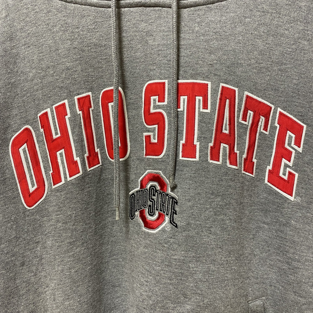 古着 used　CHAMPS　チャンプス　OHIO STATE　オハイオ大学　長袖カレッジ刺繍パーカー　グレー　Lサイズ