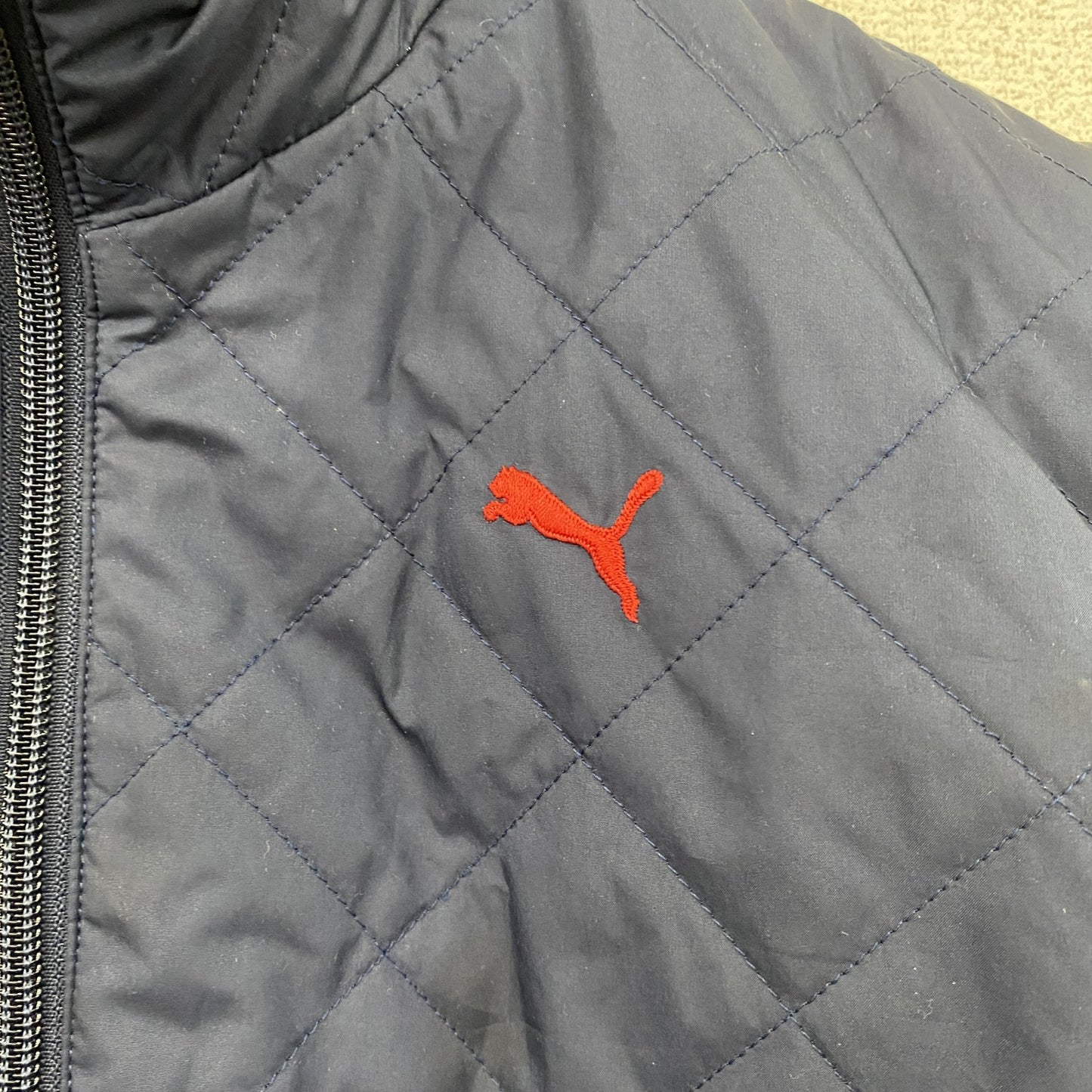 PUMA　プーマ　キルティングジャケット　中綿入り　リバーシブル 　チェック柄 　紺　ネイビー　Lサイズ