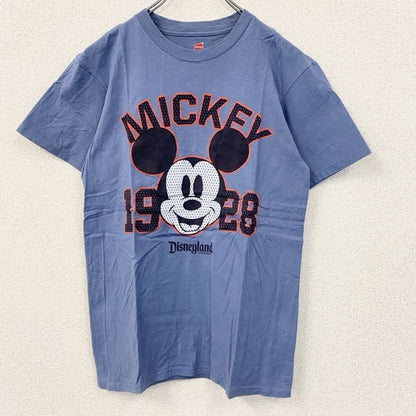 古着 used　Hanes　ヘインズ　半袖プリントTシャツ　ミッキーマウス　ディズニーランド　レトロ　ブルー　青　Sサイズ