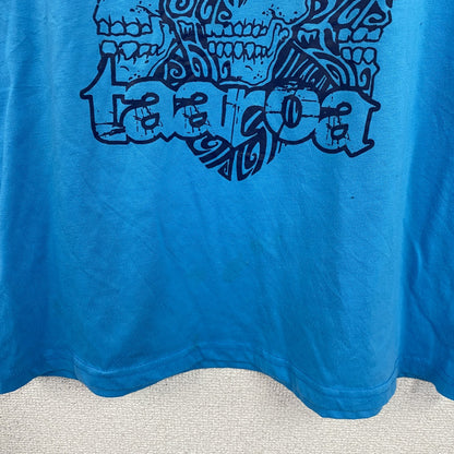 半袖プリントTシャツ　スカル　骸骨　青　ブルー　