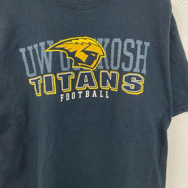 古着 used　camp david　半袖カレッジプリントTシャツ　ウィスコンシン大学　UW　クルーネック　アメフト　黒　Lサイズ