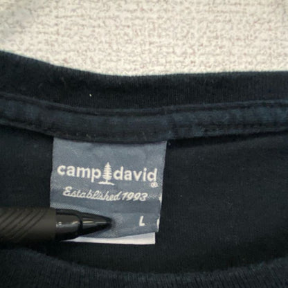 古着 used　camp david　半袖カレッジプリントTシャツ　ウィスコンシン大学　UW　クルーネック　アメフト　黒　Lサイズ