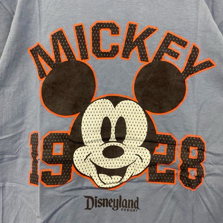 古着 used　Hanes　ヘインズ　半袖プリントTシャツ　ミッキーマウス　ディズニーランド　レトロ　ブルー　青　Sサイズ