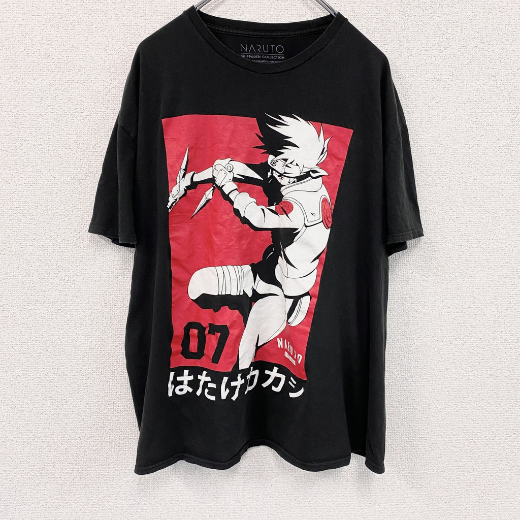 NARUTO　ナルト　はたけカカシ　半袖プリントTシャツ　アニメT　黒　ブラック　XLサイズ