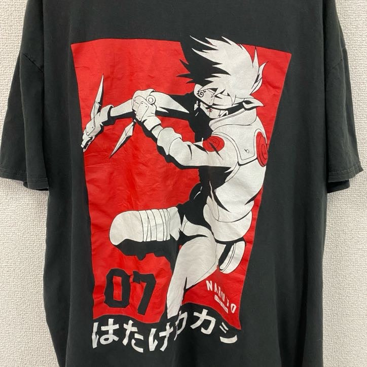 NARUTO　ナルト　はたけカカシ　半袖プリントTシャツ　アニメT　黒　ブラック　XLサイズ