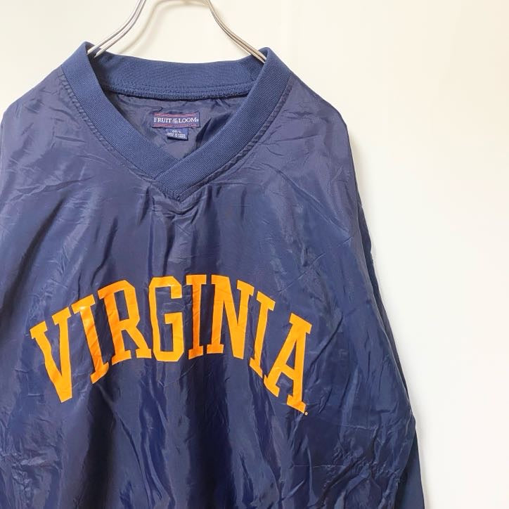 古着 used　FRUIT OF THE LOOM　長袖ナイロンプリントプルオーバー　Vネック　VIRGINIA　Lサイズ