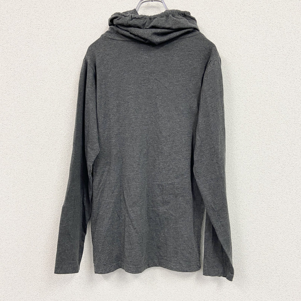 長袖プリントTシャツ　ロンT　ドクロ　スカル　ハイネック　グレー　灰色
