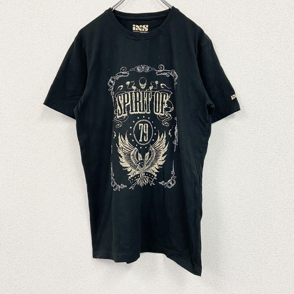 IXS　イクシス　半袖プリントTシャツ　ドクロ　スカル　黒　ブラック　Mサイズ