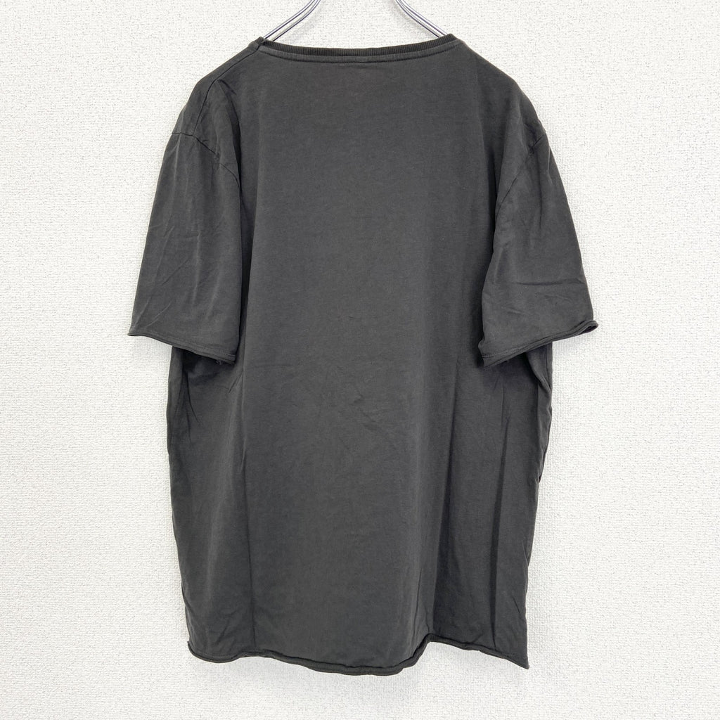 古着 used　ノーブランド　半袖プリントTシャツ　クルーネック　太陽　メキシコ　レトロデザイン　灰色　グレー　XLサイズ
