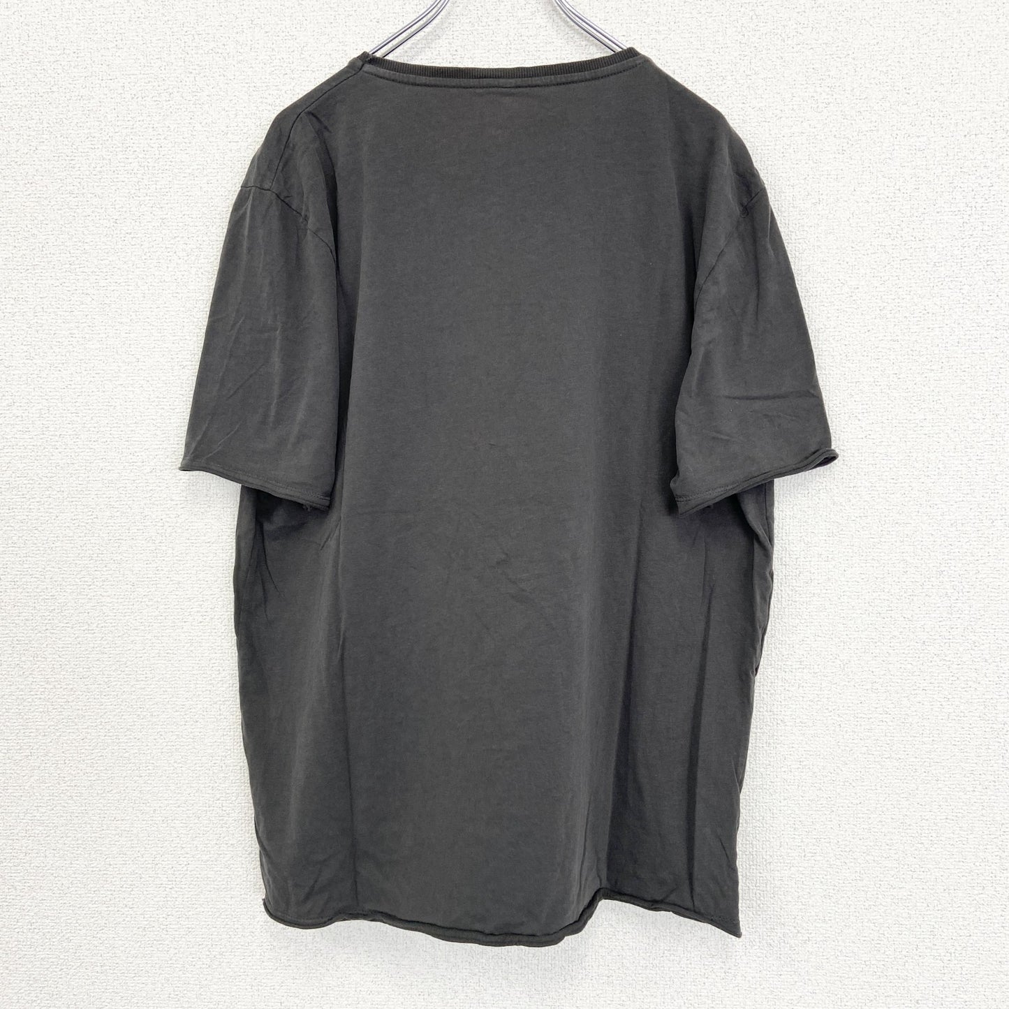 古着 used　ノーブランド　半袖プリントTシャツ　クルーネック　太陽　メキシコ　レトロデザイン　灰色　グレー　XLサイズ