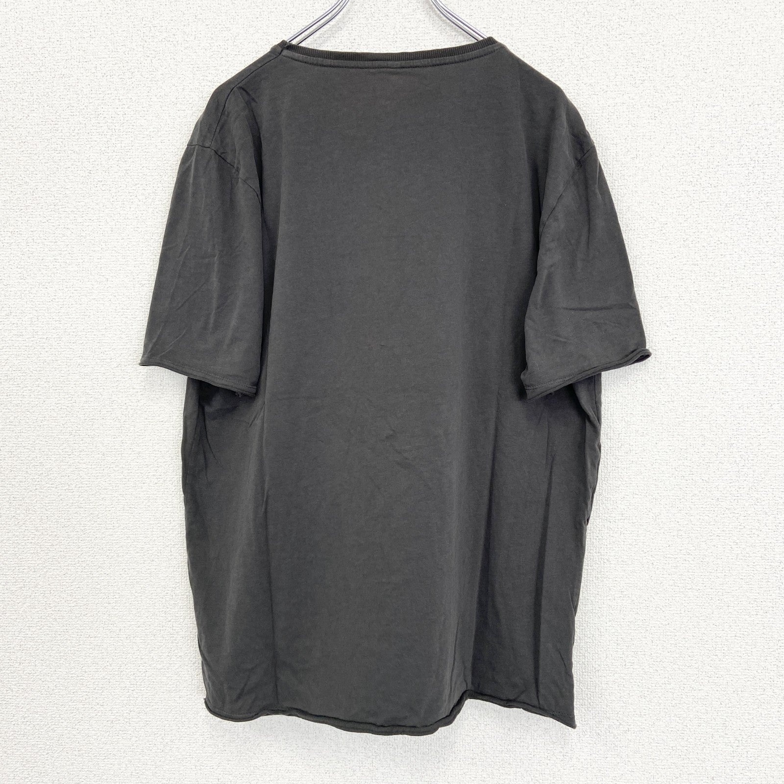 古着 used　ノーブランド　半袖プリントTシャツ　クルーネック　太陽　メキシコ　レトロデザイン　灰色　グレー　XLサイズ