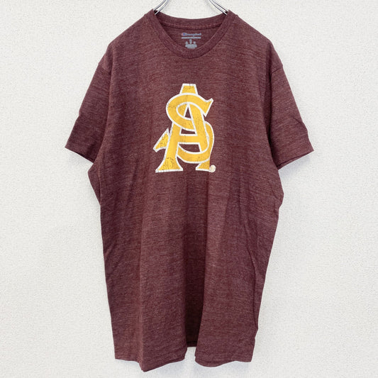 古着　used　champion　チャンピオン　半袖プリントTシャツ　アリゾナステート・サンデビルズ　ワインレッド　赤　XLサイズ