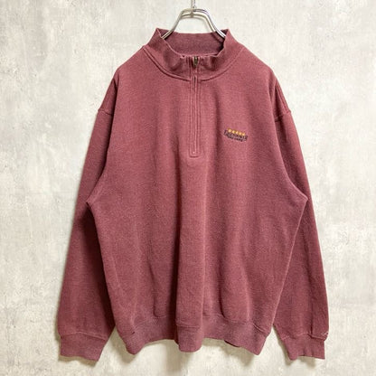 古着 used　GREGNORMAN　長袖ハーフジップワンポイント刺スウェット　トレーナー　ゴルフ　ワインレッド　XLサイズ