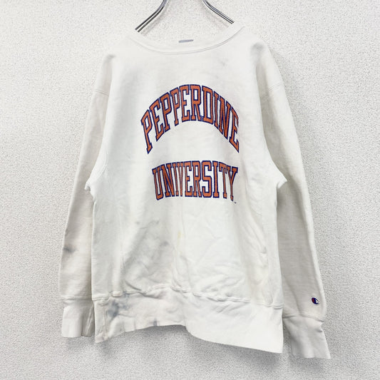 90s　Champion　チャンピオン　リバースウィーブ　スウェット/トレーナー　刺繍タグ　白　ホワイト　Lサイズ
