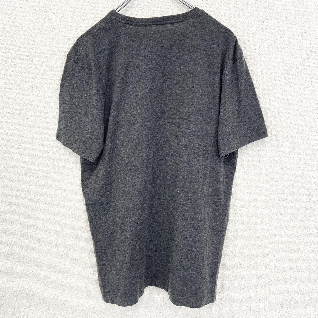 古着 used　DESIGNED BY F&F　半袖プリントTシャツ　クルーネック　トナカイ　クリスマス　グレー　レトロ　Mサイズ