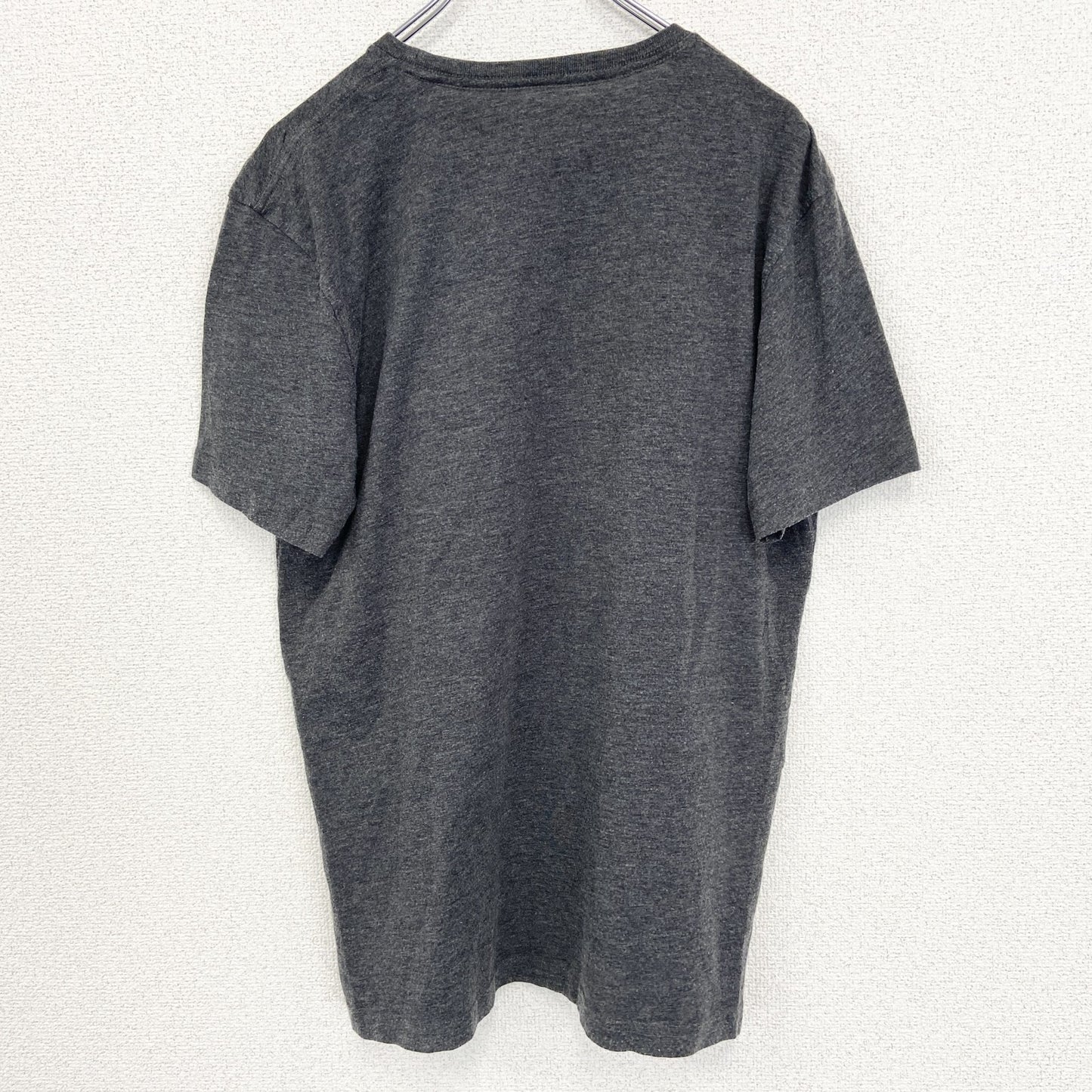 古着 used　DESIGNED BY F&F　半袖プリントTシャツ　クルーネック　トナカイ　クリスマス　グレー　レトロ　Mサイズ