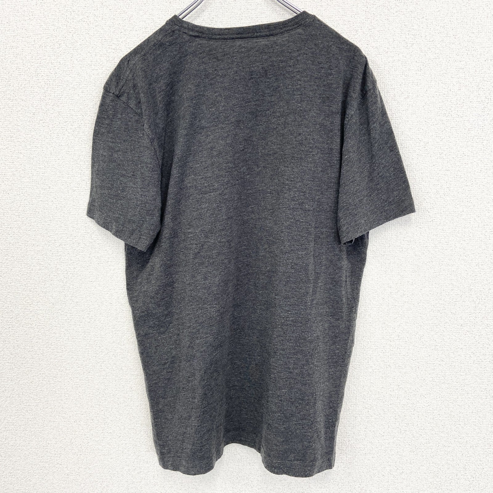 古着 used　DESIGNED BY F&F　半袖プリントTシャツ　クルーネック　トナカイ　クリスマス　グレー　レトロ　Mサイズ