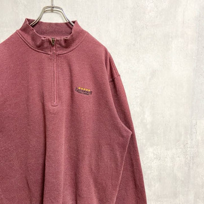 古着 used　GREGNORMAN　長袖ハーフジップワンポイント刺スウェット　トレーナー　ゴルフ　ワインレッド　XLサイズ