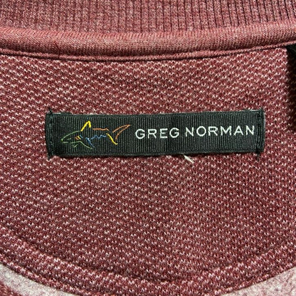 古着 used　GREGNORMAN　長袖ハーフジップワンポイント刺スウェット　トレーナー　ゴルフ　ワインレッド　XLサイズ