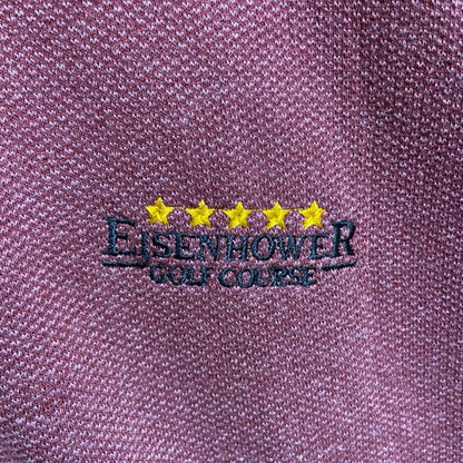 古着 used　GREGNORMAN　長袖ハーフジップワンポイント刺スウェット　トレーナー　ゴルフ　ワインレッド　XLサイズ