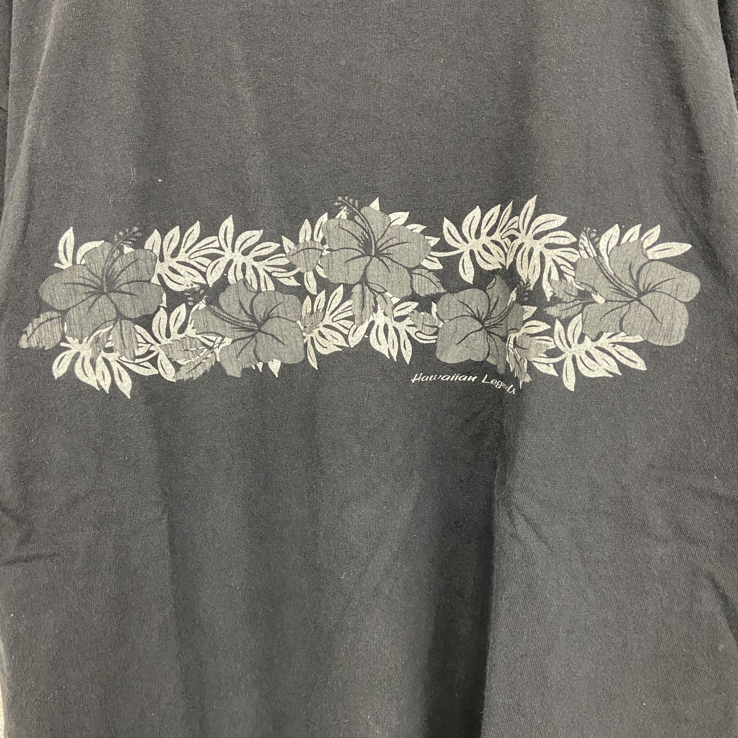 古着 used　ALSTYLE　半袖デザインプリントTシャツ　ハイビスカス　ハワイアン　00s　Y2K　黒　ブラック　Lサイズ