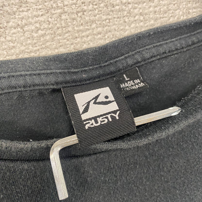 RUSTY　ラスティ　半袖プリントTシャツ　サーフィン　サーファー　デカロゴ　両面プリント　黒　ブラック　Lサイズ