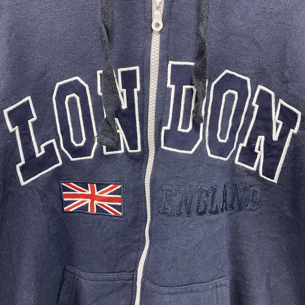 BRITAIN LONDON　フルジップスウェットパーカー/フーディー　カレッジタイプ　紺　ネイビー　Mサイズ