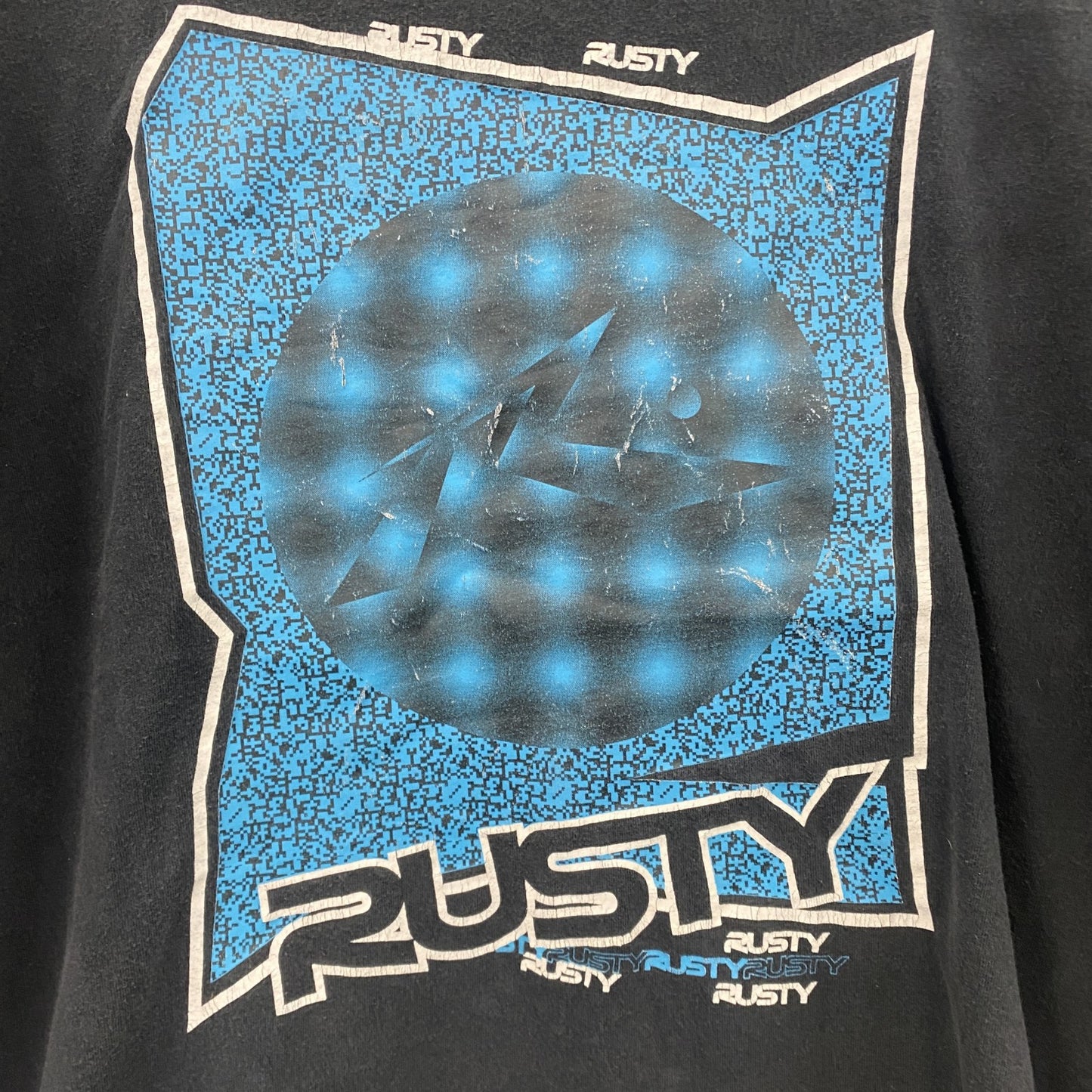 RUSTY　ラスティ　半袖プリントTシャツ　サーフィン　サーファー　デカロゴ　両面プリント　黒　ブラック　Lサイズ