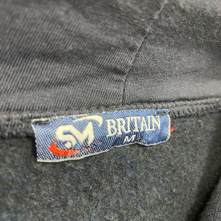 BRITAIN LONDON　フルジップスウェットパーカー/フーディー　カレッジタイプ　紺　ネイビー　Mサイズ