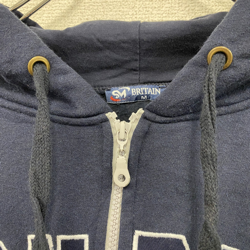 BRITAIN LONDON　フルジップスウェットパーカー/フーディー　カレッジタイプ　紺　ネイビー　Mサイズ