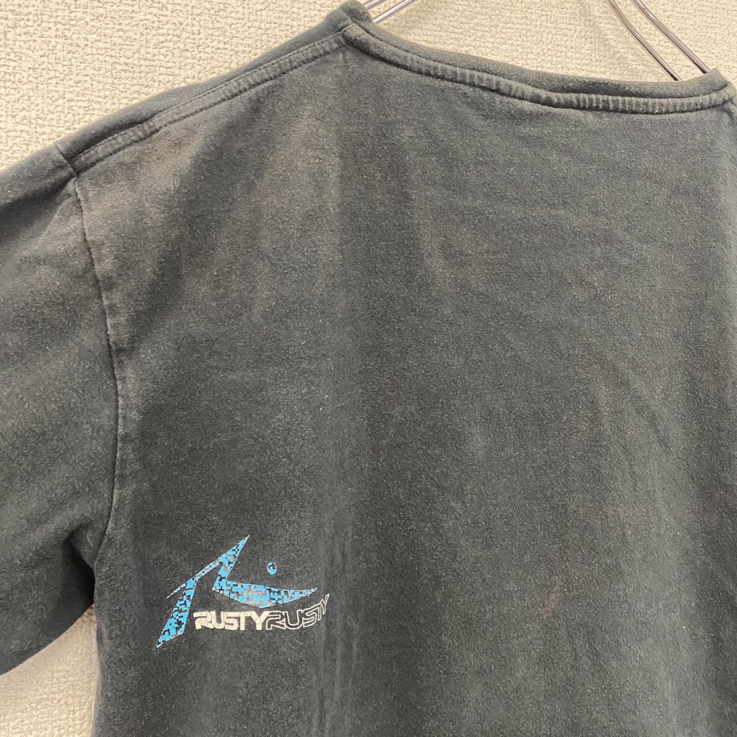 RUSTY　ラスティ　半袖プリントTシャツ　サーフィン　サーファー　デカロゴ　両面プリント　黒　ブラック　Lサイズ