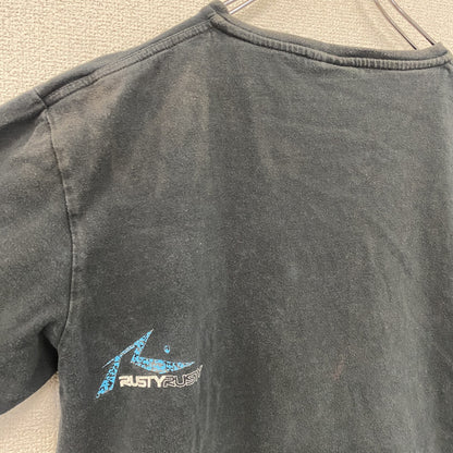 RUSTY　ラスティ　半袖プリントTシャツ　サーフィン　サーファー　デカロゴ　両面プリント　黒　ブラック　Lサイズ