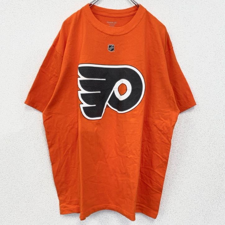 古着　used　Reebok　リーボック　半袖プリントTシャツ　NHL　フィラデルフィア・フライヤーズ　オレンジ　XLサイズ