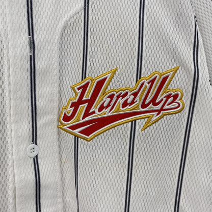 MIZUNO　ミズノ　半袖シャツ　ユニフォームシャツ　野球　ストライプ　白　ホワイト　Lサイズ
