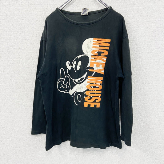 90s～　Dia Club　Mickey Mouse　ミッキーマウス　Disney　長袖プリントキャラクターTシャツ/ロンT　vヴィンテージ　黒　ブラック