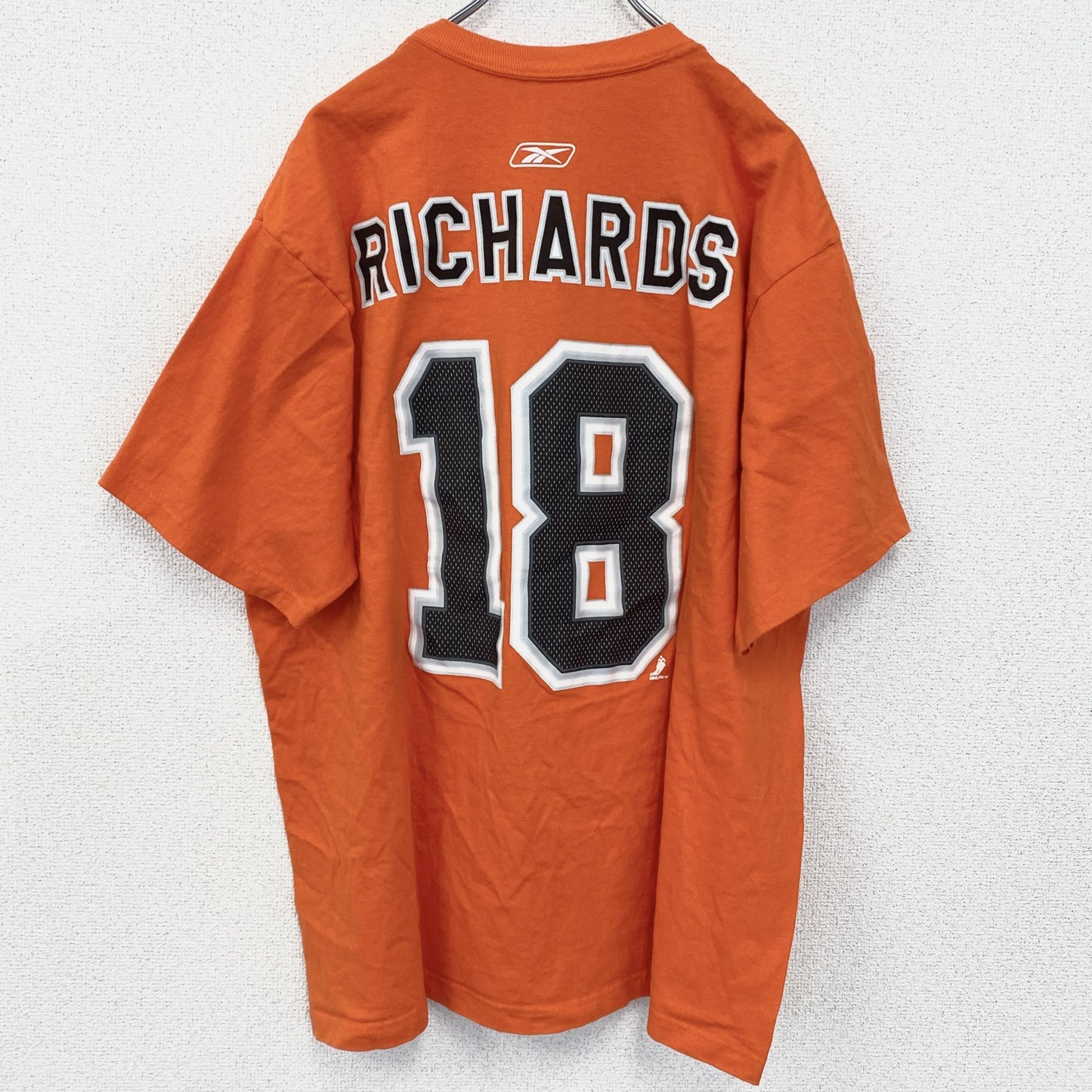 古着　used　Reebok　リーボック　半袖プリントTシャツ　NHL　フィラデルフィア・フライヤーズ　オレンジ　XLサイズ