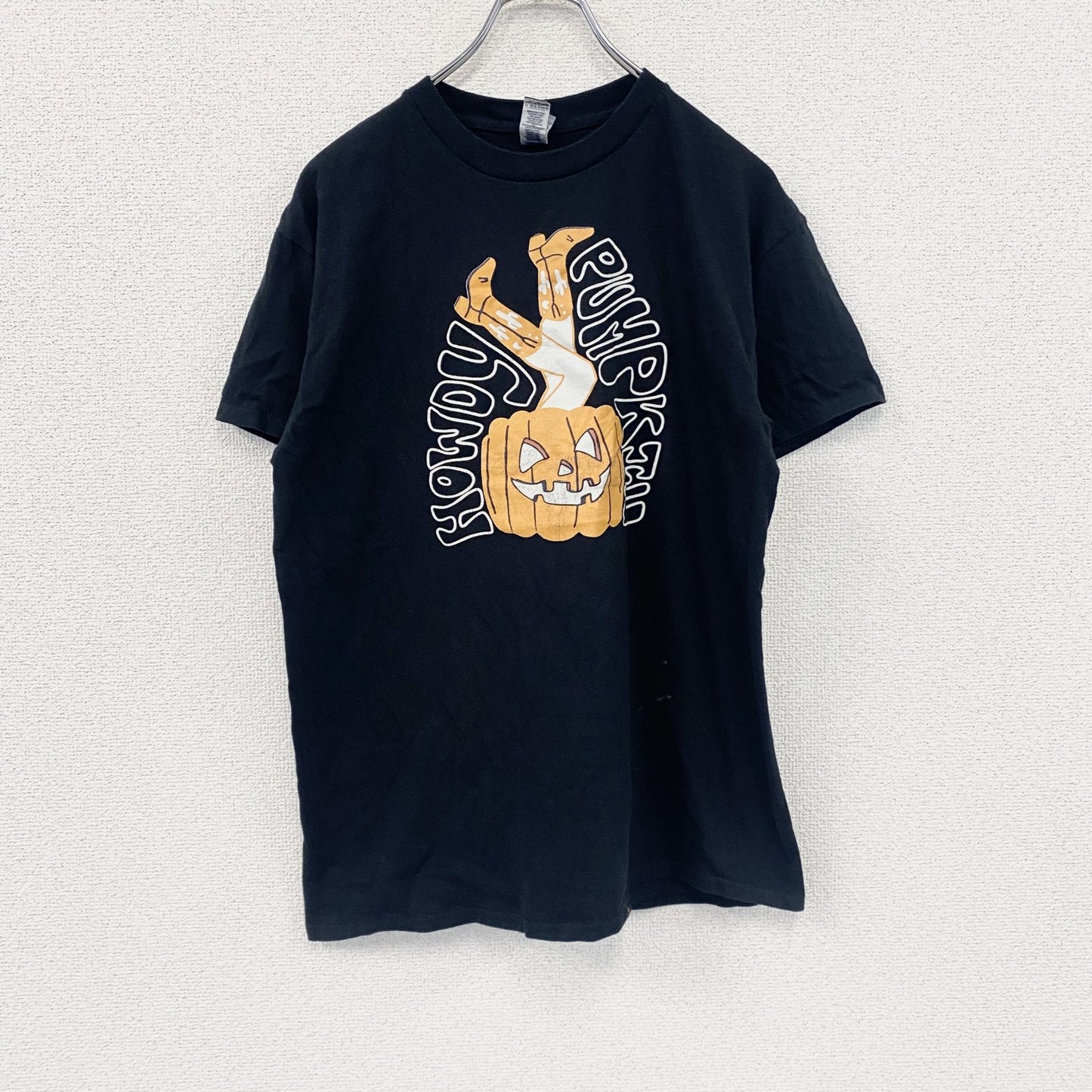 GILDAN　ギルダン　半袖プリントTシャツ　ジャック・オー・ランタン　パンプキン　ハロウィン　黒　ブラック　Mサイズ