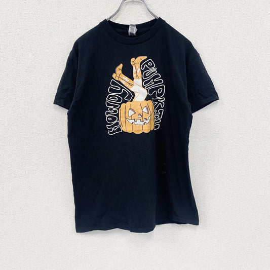 GILDAN　ギルダン　半袖プリントTシャツ　ジャック・オー・ランタン　パンプキン　ハロウィン　黒　ブラック　Mサイズ