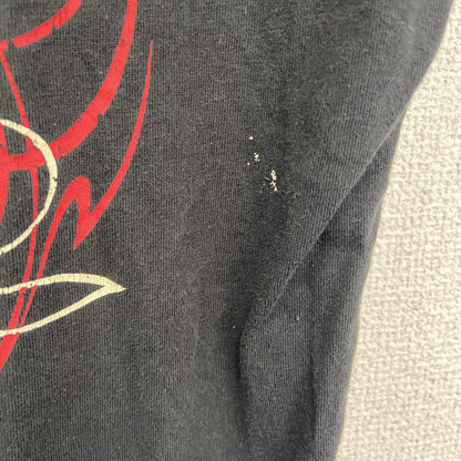 古着 used　ノーブランド　半袖ダメージプリントTシャツ　スカル　ロック系　WILD JACK　黒　クルーネック　Mサイズ