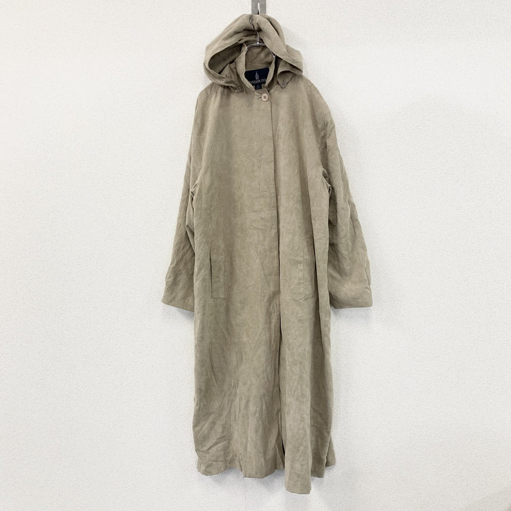 LONDON FOG　ロンドンフォグ　フーデッドコート　スウェード　比翼仕立て　ベージュ　12REGサイズ