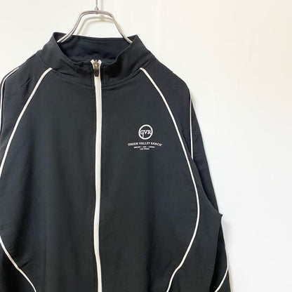 古着 used　RUSSELL ATHLETIC ラッセルアスレティック　長袖ナイロンジャケット　黒　白ライン　レトロ　Ｌサイズ