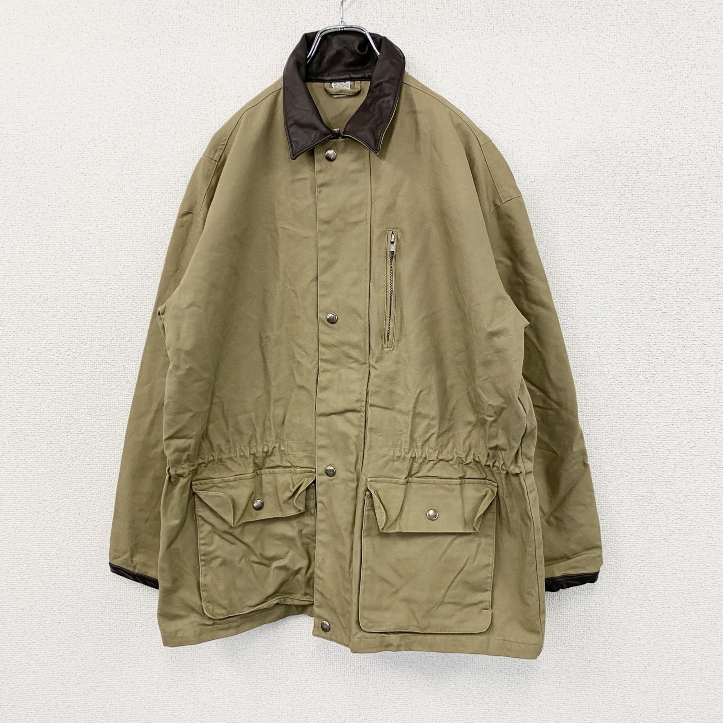 ～90s　ダックジャケット　レザーカラー　ヴィンテージ　ベージュ　Sサイズ