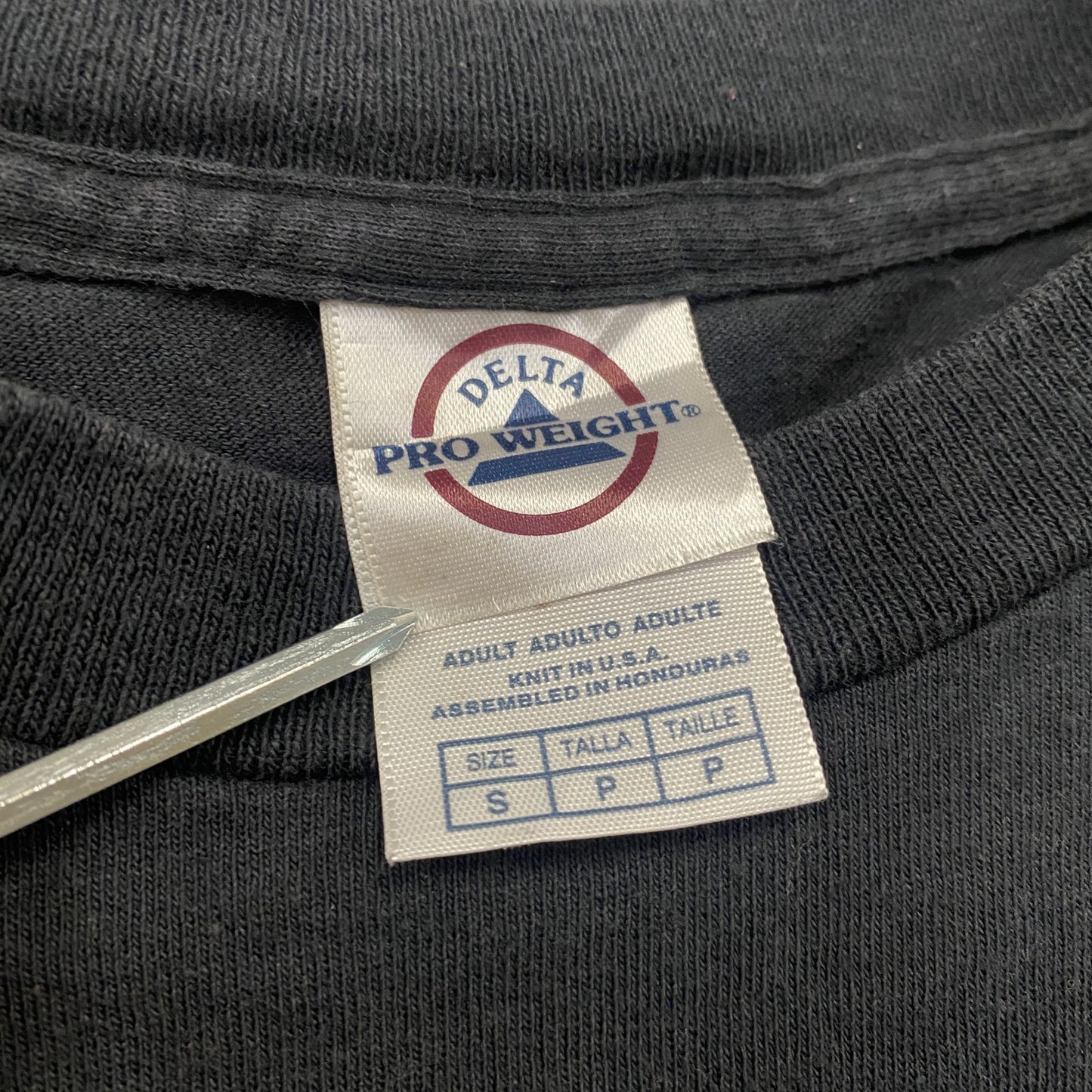 DELTA　デルタ　半袖プリントメッセージTシャツ　4連プリント　黒　ブラック　Sサイズ
