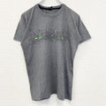 古着 used　plazmalab　半袖プリントデザインTシャツ　クルーネック　科学　発明　レトロ　灰色　グレー　Mサイズ